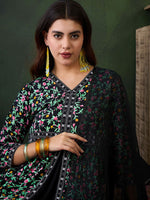 Thumbnail for Sangria Printed V- Neck Antalkali, Dupatta & Dupatta Set