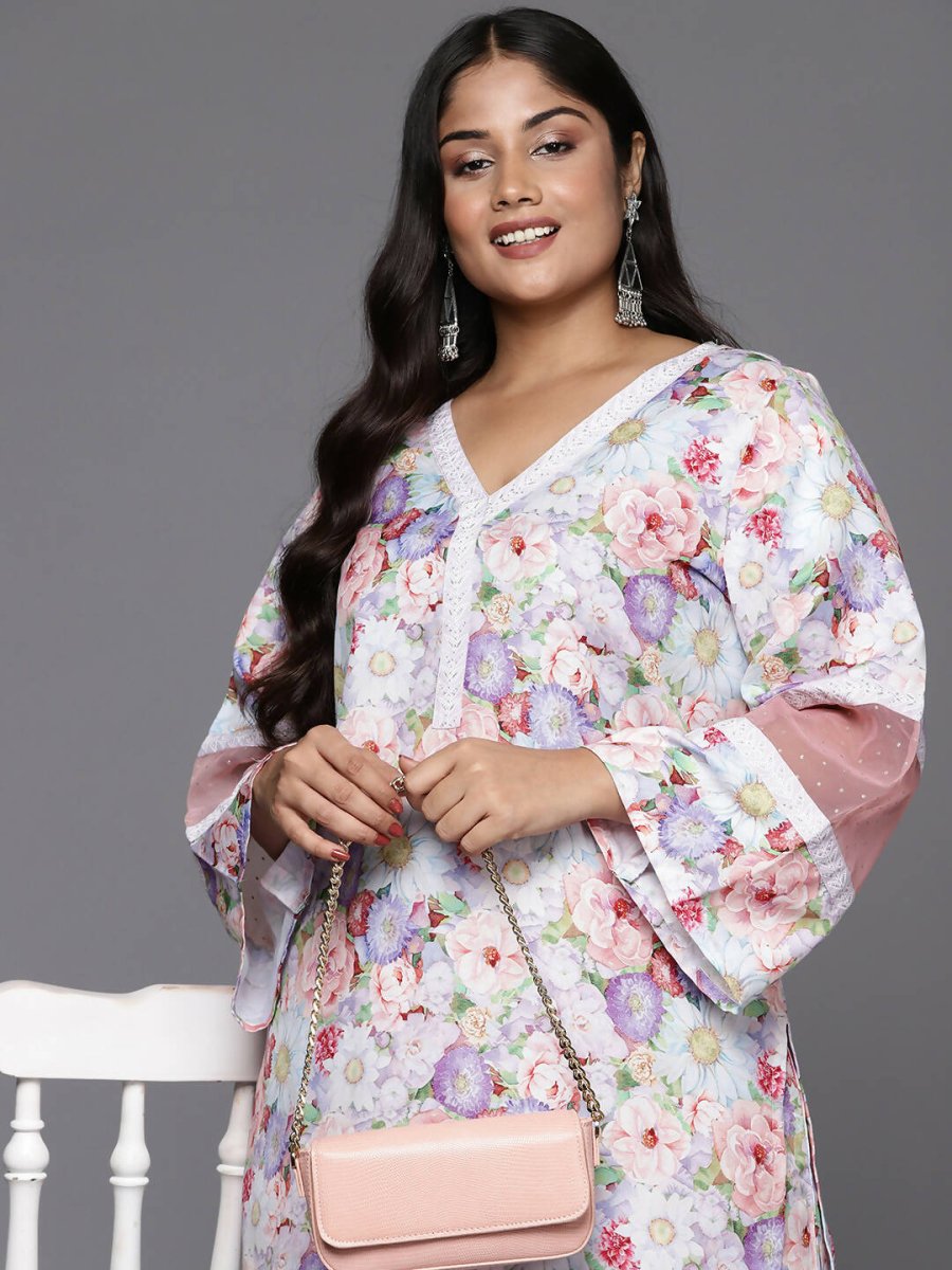 Ahalyaa Women's Traditional wear Kurta Set - Lavender - Distacart