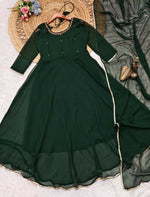 Thumbnail for Preksha Creation Indian Special Georgette Women Green Gown With Dupatta - Distacart