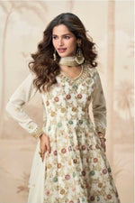 Thumbnail for Anaita White Heavy Fox Georgette Stitched Suit with Sequence Work - Distacart