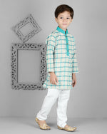Thumbnail for Joban Fashion Kids Island Cotton Full Sleeves Striped Kurta and Pyjama- Teal Blue - Distacart
