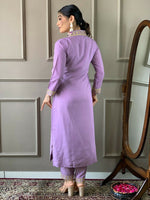 Thumbnail for Partywear Designer Viscose Silk Blend Purple Stitched Suit With Dupatta - Tanisha - Distacart