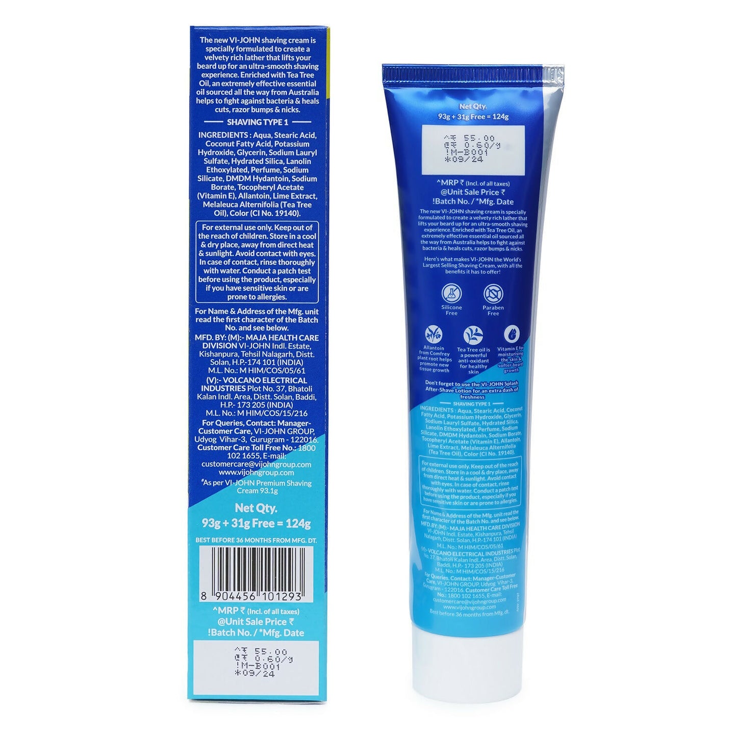 VI-JOHN Dermatologically Tested Vitamin-E enriched Anti Bacterial Lime & Lemon Shaving Cream - Distacart