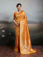 Thumbnail for Shree Shyam Fashion Orange Silk Blend Saree - Distacart