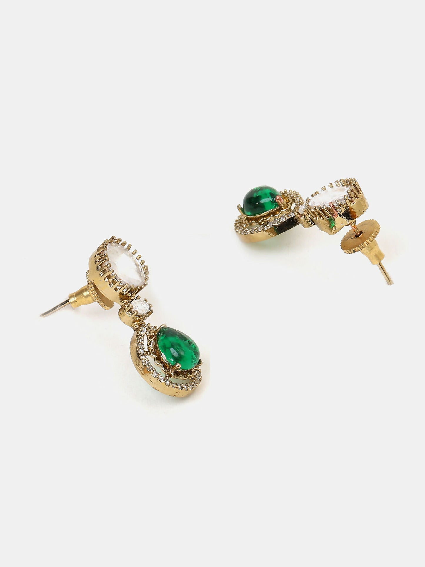 Ruby Raang Green Stone Kundan Work Necklace And Matching Earrings - Distacart