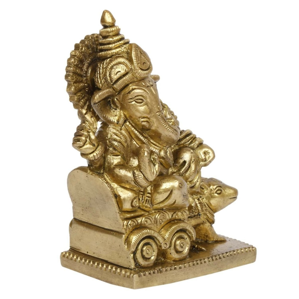 Artvarko Brass Ganesha Riding On Chariot Pulled By Rat Ganesh Ganpati Statue Idol - Distacart