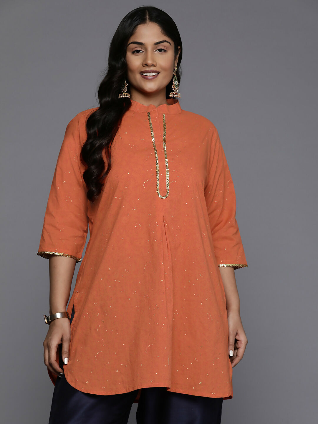 Ahalyaa Women's Traditional wear Tunic - Orange - Distacart