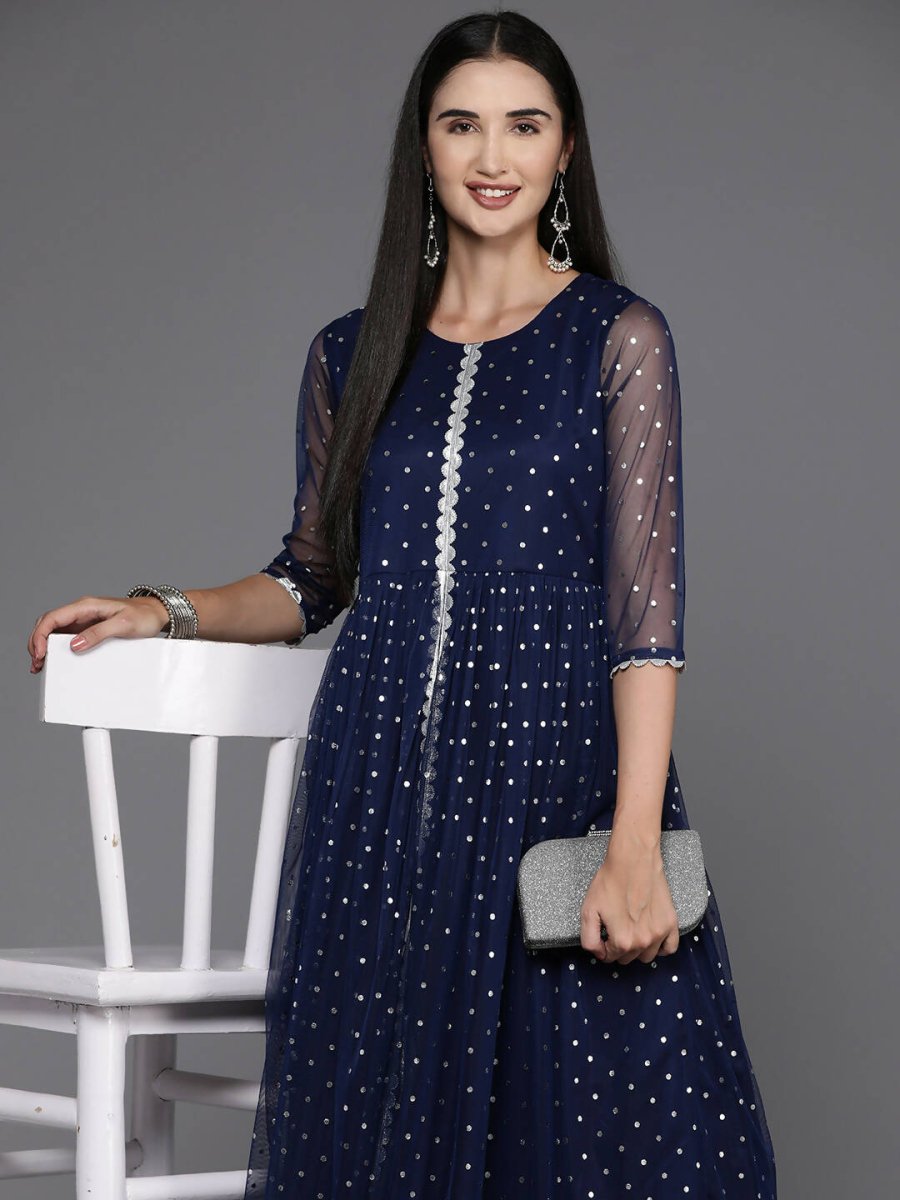 Ahalyaa Women's Traditional wear Ethnic Dress - Navy Blue - Distacart
