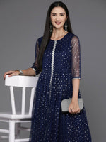Thumbnail for Ahalyaa Women's Traditional wear Ethnic Dress - Navy Blue - Distacart