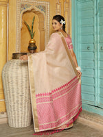 Thumbnail for Astita Pink Linen Saree