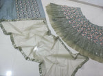 Thumbnail for Jyoti Fashion Sea Green 3mm with Thread and Jari Embroidery Net Lehenga Choli with Dupatta - Distacart