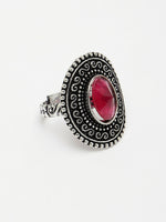Thumbnail for NVR Women's Pink Silver-Toned German Silver Adjustable Finger Ring - Distacart