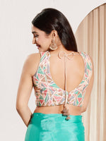 Thumbnail for Joban Fashion Pink Jacquard Padded Blouse With V Neck Sleeveless - Distacart