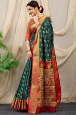 Thumbnail for Jyoti Fashion Women's Bottle Green Banarasi Silk Zari Woven Saree with Blouse - Distacart