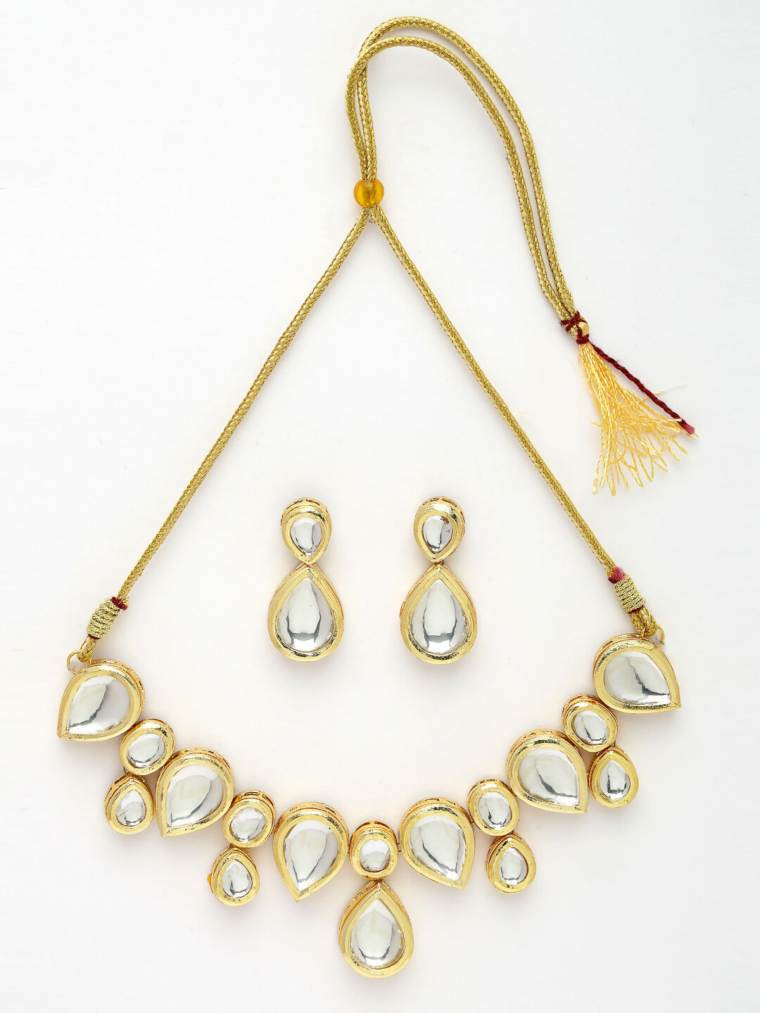 NVR Women's Gold Kundan-Studded Handcrafted Jewellery Set - Distacart