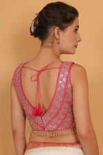 Thumbnail for Joban Fashion Silk Zari And Sequence Work Padded Blouse - Hot Pink