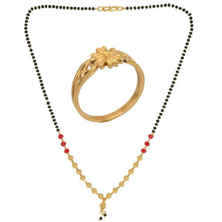 AanyaCentric Gold-plated Mangalsutra & Ring Set - Distacart