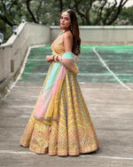 Thumbnail for Jyoti Fashion Yellow Thread Embroidered Heavy Dola Silk Designer Lehenga Choli with Dupatta - Distacart