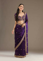 Thumbnail for Joban Fashion Blue Frendy Satin Silk Party Wear Sarees - Distacart