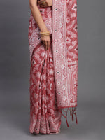 Thumbnail for Astita Linen Cotton Peach Saree