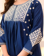 Thumbnail for The52 Women's Beautiful Viscose Rayon Fabric Thread Work Flared Kurta Pant Set - Distacart