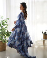 Thumbnail for Joban Fashion Navy Blue Kurta Set Organza Sequin Embroidery Work - Distacart