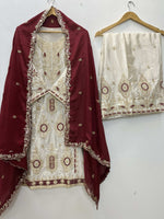 Thumbnail for Teeya Creation White Color Chinon Silk Party Wear Trending Palazzo Set - Distacart