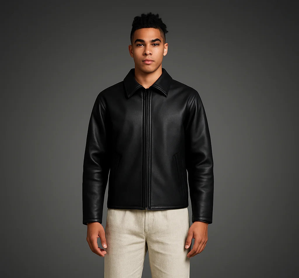 Fabmade Midnight Luxe Leather Jacket For Men - Distacart