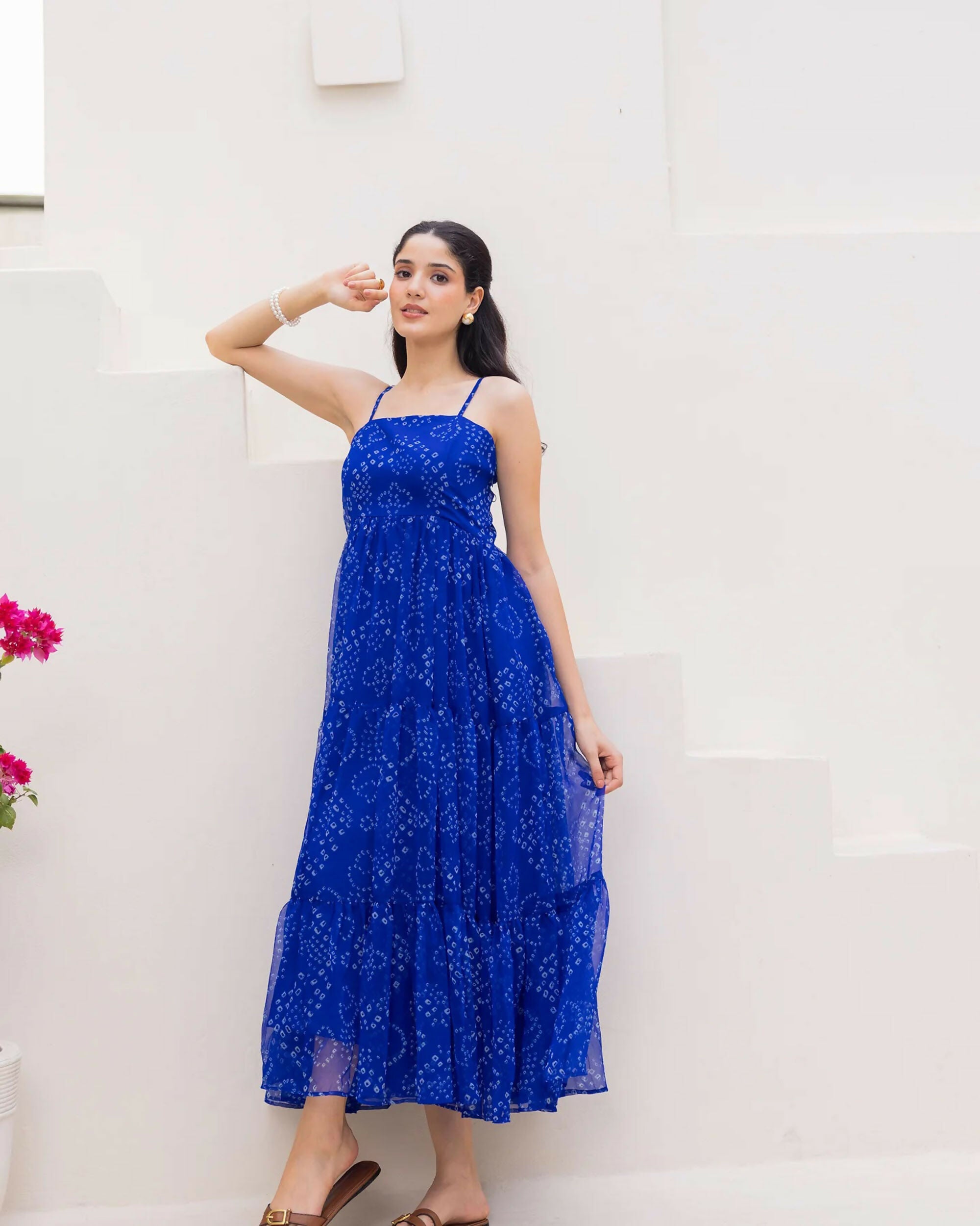 Aayaa Designer crape hand work Multi indo western - Blue