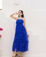 Thumbnail for Aayaa Designer crape hand work Multi indo western - Blue