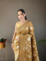 Thumbnail for Preksha Creation Banarasi Soft Silk Women Yellow Saree - Distacart