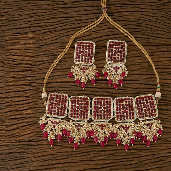 Joban Fashion Women Golden White Ruby Necklace Set - Distacart
