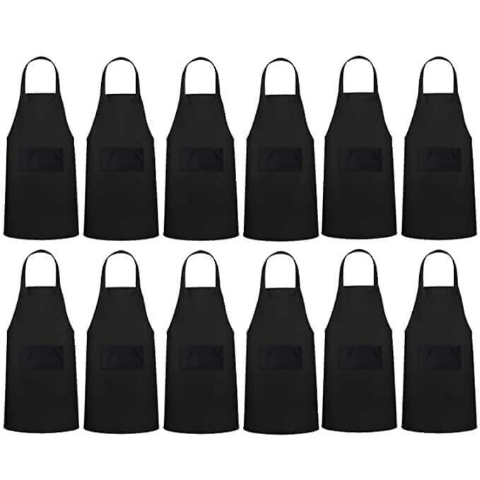 Uniformer Kitchen Apron For Men & Women-Black (Pack of 12) - Dista