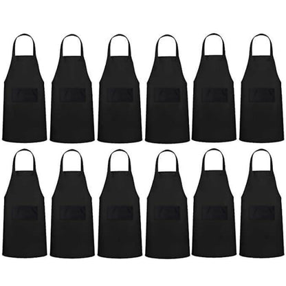 Uniformer Kitchen Apron For Men & Women-Black (Pack of 12) - Dista