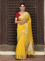 Thumbnail for Astita Yellow Cotton Saree