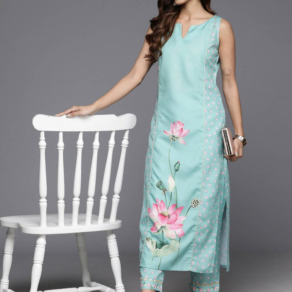 Ahalyaa Women's Traditional wear Kurta Set - Blue - Distacart