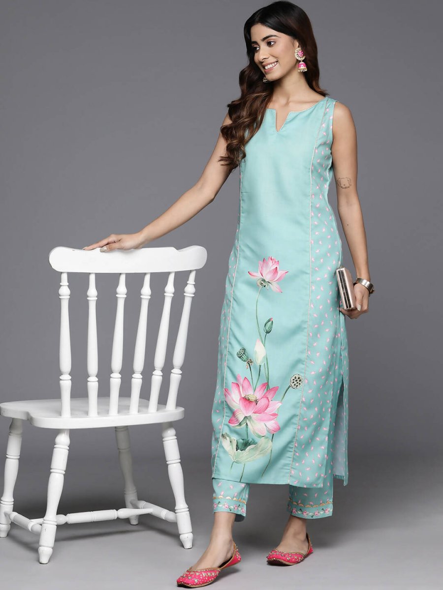Ahalyaa Women's Traditional wear Kurta Set - Blue - Distacart