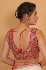 Thumbnail for Joban Fashion Silk Zari And Sequence Work Padded Blouse - Red