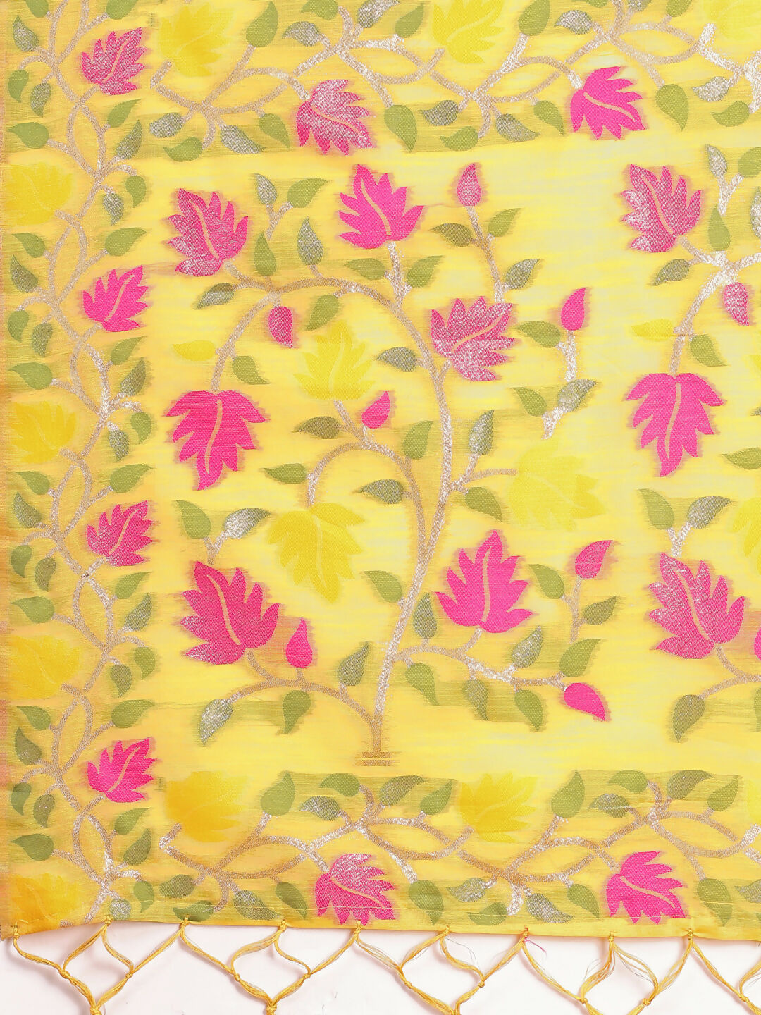 Astita Linen Cotton Yellow Saree