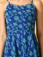 Thumbnail for Myshka Women's Blue Fit and Flare Party Dress - Distacart