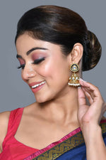 Thumbnail for Joban Fashion Women Kundan Pearl Golden White Earrings - Distacart
