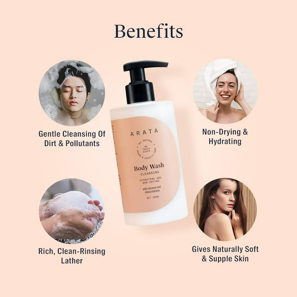 Arata Natural Hydrating & Non-Drying Body Wash With Coconut & Citrus Extracts - Distacart