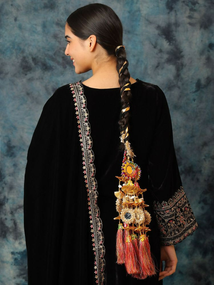 Ruby Raang Colorful Gold Work Parandi - Distacart