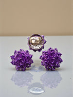 Thumbnail for Inhanns Rangmani Crystal Duo – Adjustable Ring + Statement Earrings Set - Purple - Distacart