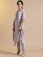 Thumbnail for Anouk Floral Printed Pure Cotton Kurta With Trousers & Dupatta