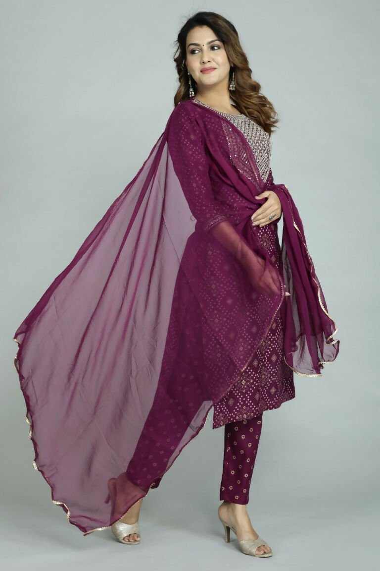 Alvano Women's Attractive And Stylish Rayon A Line Kurta With Pant And Dupatta - Distacart