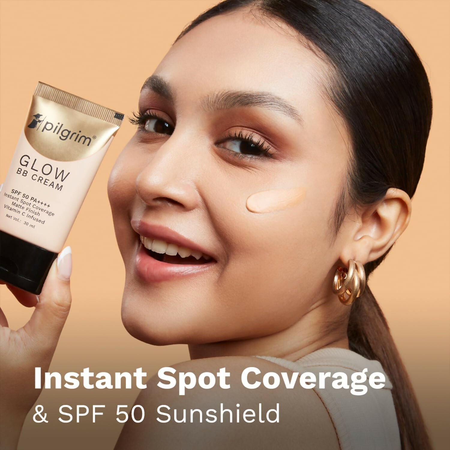 Pilgrim Glow BB Cream SPF 50 PA++++ Instant Spot Coverage Matte Finish Vitamin C Infused - Almond Glow - Limited Time Offer