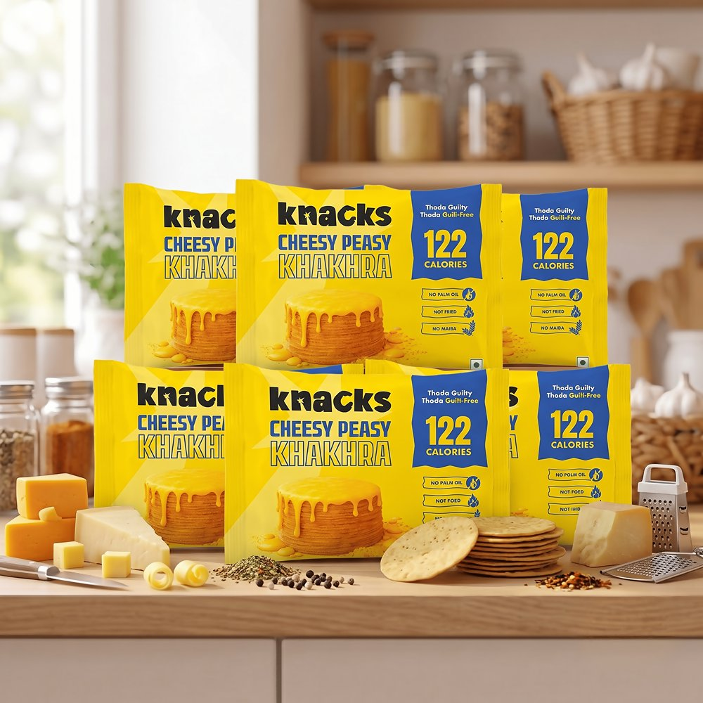 Knacks Coin Khakhra Crisps - Cheesy Peasy Flavour - Dista