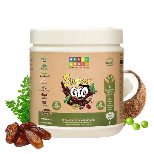 Herby Angel SuperGro Organic Cocoa Moringa Mix for Kids | Chocolate Flavour - Dista