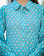Thumbnail for Kaajh Women's Sky Blue Printed Cotton Kurta Pant Set - Distacart